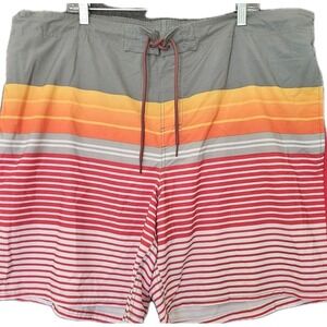 George  Mens Swim Trunks 2XL Bathing Suit Board Shorts Swimsuit Tropical Stripe